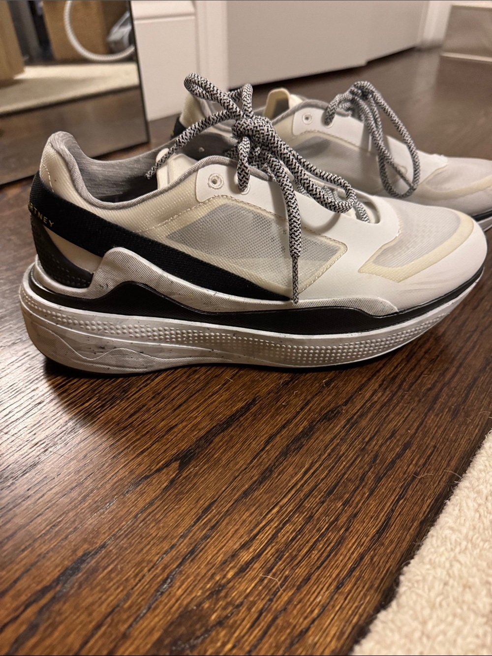 Adidas by Stella McCartney White and Black Platform Athletic Sneakers